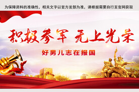 积极参军无上光荣征兵展板