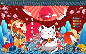 招财猫工装背景墙