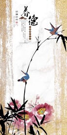 养德装饰画玄关挂画新中式铂金画