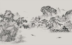 新中式水墨山水国画电视背景墙