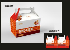 蛋糕西点包装效果图+平面图 