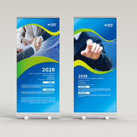 蓝色企业介绍易拉宝