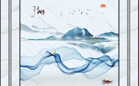抽象山水新中式背景墙图片