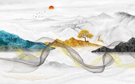 简约新中式背景墙图片