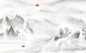 极简客厅灰色山水 TIF分层图