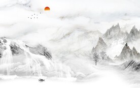 线条中式灰色山水