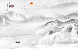 中式灰色山水