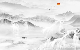 极简客厅灰色山水 TIF分层图