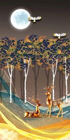 麋鹿森林轻奢装饰画