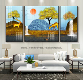 现代抽象山水客厅装饰画玄关挂画