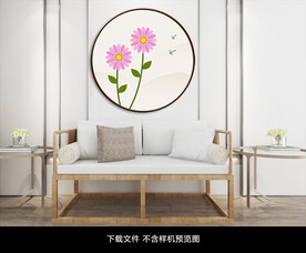 圆形花卉装饰画