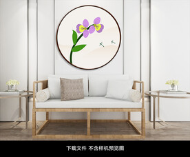 圆形花卉装饰画