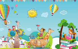 卡通儿童动物乐园背景画