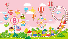 粉色卡通儿童游乐场背景画