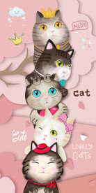 可爱卡通猫咪叠高高玄关装饰画