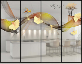 高清分层彩白彩山水推拉门写真图