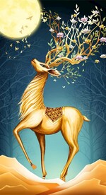 玄关发财鹿装饰画