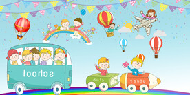 儿童卡通背景墙画