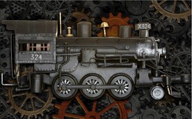 工业风蒸汽老火车餐饮酒吧背景墙