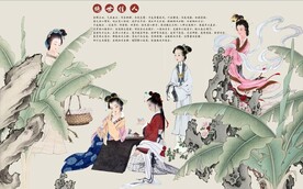 绝世佳人美人图国画电视背景墙