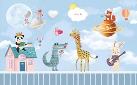 卡通手绘儿童背景墙