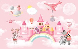 粉色儿童房背景墙图片