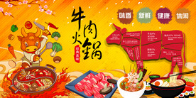 工装 国潮牛肉火锅插画