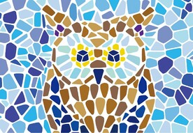 马赛克卡通猫头鹰插画