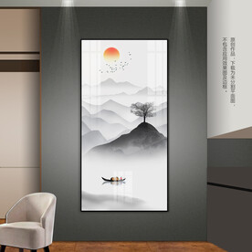 禅意山水玄关装饰画水墨山水画