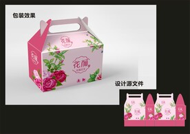 玫瑰花茶包装效果图+平面图 