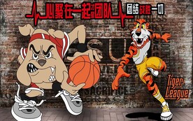 篮球涂鸦背景墙 工装背景墙