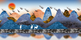 晶瓷画 抽象画 山峦