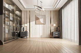 现代卧室轻奢背景墙家具场景