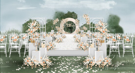 香槟色户外婚礼仪式区