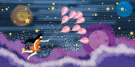 晶瓷画 梦幻星空 气球女孩