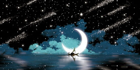 晶瓷画 星空夜晚 小船