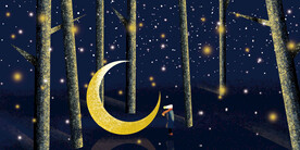 晶瓷画 星空夜晚 森林