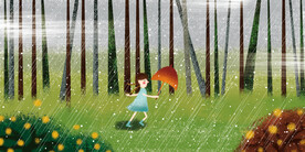 晶瓷画 抽象画 雨季森林 女孩