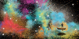 晶瓷画 抽象画 星河划船