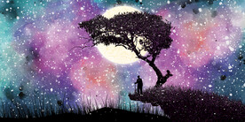 晶瓷画 抽象画 星空夜晚