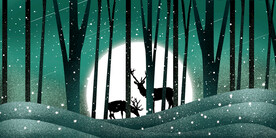 晶瓷画 抽象画 森林 麋鹿