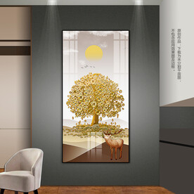 抽象玄关装饰画发财树床头画