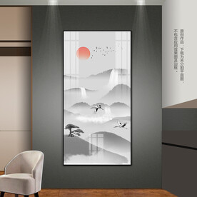 水墨风玄关装饰画床头挂画晶瓷画