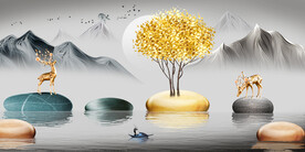 晶瓷画 新中式 麋鹿