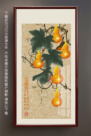 手绘葫芦玄关装饰画