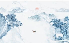 大理石爵士白水墨山水国画背景墙