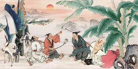 新中式水墨人物国画电视背景墙