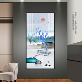 新中式山水玄关装饰画石来运转