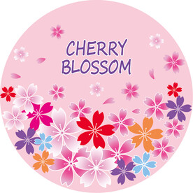 圆形多彩樱花元素插画
