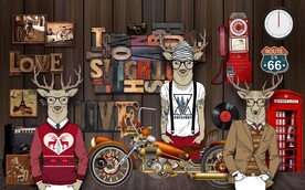 复古怀旧时尚服装店背景墙